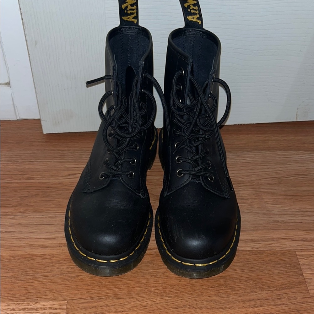 Dr. Martens Black Combat Moto Boots with Chunky Sole